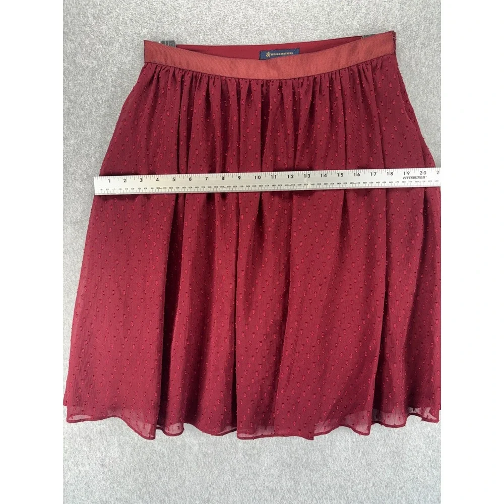 Brooks Brothers Burgundy Dot Flowy Chiffon A-line Skirt‎ SIZE 6